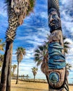 atypical beach in Port-Grimaud with tikis