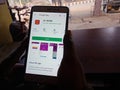 AU bank android app displayed on smart phone screen in holded hand mobile concept in india dec 2019