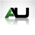 AU company linked letter logo icon green and black
