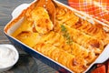 Au Gratin Dauphinois, Potatoes baked in a baking dish, close-up Royalty Free Stock Photo