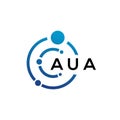 AUA letter logo design on black background. AUA creative initials letter logo concept. AUA letter design