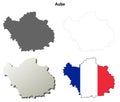 Aube, Champagne-Ardenne outline map set Royalty Free Stock Photo