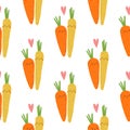 Kawaii Cartoon Carrots in love. Royalty Free Stock Photo