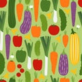 Vegetables. Colored Seamless Vector Patterns