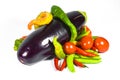 Aubergine, paprika and tomatoes. Royalty Free Stock Photo