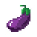Aubergine pixelated veggies, eggplant icon sign
