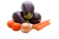 Aubergines, Carrots, Tomatoes And Onion Royalty Free Stock Photo