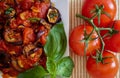 Aubergines in tomato sauce, detail Royalty Free Stock Photo