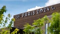 Sign on the headquarters of the Paris Organising Committee for the 2024 Olympic and Paralympic Games