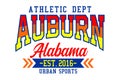 Auburn Alabama athletic vintage design typography printed t shirt vector illustration