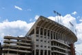 AUBURN ALABAMA, USA - JUNE 18, 2020 - Exterior of the Jordan-Hare Stadium with concrete construction, seating risers and stadium