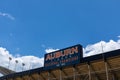 AUBURN ALABAMA, USA - JUNE 18, 2020 - Exterior of the Jordan-Hare Stadium with Auburn Tigers National Champions sign before a