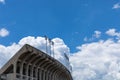 AUBURN ALABAMA, USA - JUNE 18, 2020 - Jordan-Hare Stadium, stadium seating seen from the rear on a sunny day with blue sky and