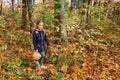 ÃÂ¡aucasian little blonde girl in maple forest in autumn