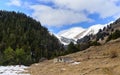 ÃÂ¡aucasian spring mountains with snow peaks, panorama. Dombai, Russia Royalty Free Stock Photo