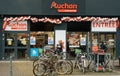 Auchan Supermarket entrance in French neighborhood on a winter s