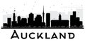 Auckland City skyline black and white silhouette.