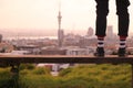 Auckland city skyline, New Zealand, Skytower view from Mount Eden Royalty Free Stock Photo