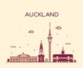 Auckland city skyline New Zealand vector linear