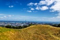 Auckland city skyline view and volcano crater of Mount Eden Royalty Free Stock Photo
