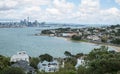 Auckland cityscape view from the top of North Head volcano in Devonport, North Island, New Zealand. Royalty Free Stock Photo