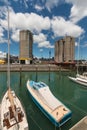 Auckland marina with Silo park