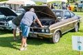 1972 Vauxhall Firenza 2300 classic car with open bonnet Royalty Free Stock Photo