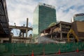 AUCKLAND, NEW ZEALAND - AUGUST 16, 2016 The demolition of the 1970's Downtown Shopping Centre has begun in Auckland CBD. Royalty Free Stock Photo