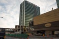 AUCKLAND, NEW ZEALAND - AUGUST 16, 2016 The demolition of the 1970's Downtown Shopping Centre has begun in Auckland CBD. Royalty Free Stock Photo