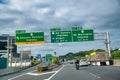 AUCKLAND, NEW ZEALAND - AUGUST 2018: Major road traffic sign towards Auckland airport Royalty Free Stock Photo