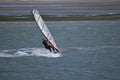 Strong wind windsurfing in Tamaki river Royalty Free Stock Photo