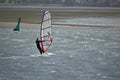 Strong wind windsurfing in Tamaki river Royalty Free Stock Photo