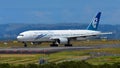Air New Zealand Boeing 777-200ER taxiing at Auckland International Airport Royalty Free Stock Photo