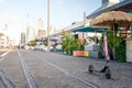 A Flamingo brand electric e-scooter parked on the street of Auckland City, New Zealand