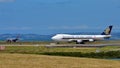 Singapore Airlines Boeing 747-400 freighter taxiing at Auckland International Airport Royalty Free Stock Photo