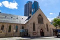 St Patrick`s Cathedral and office buildings in Auckland downtown Royalty Free Stock Photo