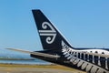 Air New Zealand plane fin tail at the Auckland International Airport Royalty Free Stock Photo
