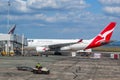 Qantas Airways plane on tarmac at the Auckland International Airport