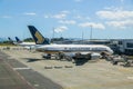 Singapore Airlines Airbus A380 aircraft on tarmac at the Auckland International Airport Royalty Free Stock Photo