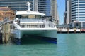 Fullers catamaran ferry docked at Auckland downtown terminal