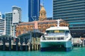Fullers catamaran ferry docked at Auckland downtown terminal