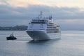 Silversea`s Silver Whisper Cruise Ship in Auckland Harbor