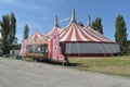 AUCKLAND, NEW ZEALAND - Jul 01, 2019: View of Cirque Grande circus tent with ticket office