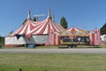 AUCKLAND, NEW ZEALAND - Jul 01, 2019: View of Cirque Grande circus tent with ticket office