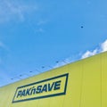 AUCKLAND, NEW ZEALAND- JULY, 5,2020, PAK`n SAVE Royal Oak shopping mall,a bird fly by the signboard.