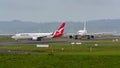 Qantas Airways Boeing 737 taxiing for departure at Auckland International Airport Royalty Free Stock Photo