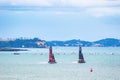 Scenic view of sailboats during the 36th Americas Cup in Auckland, New Zealand