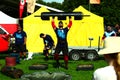 Auckland, New Zealand - Mar 2023. Strongman training in a public park, log Lift and Deadlift training