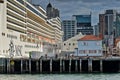 MSC Magnifica cruise ship docked in Auckland Downtown ferry terminal and wharf Royalty Free Stock Photo