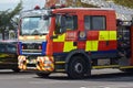 AUCKLAND, NEW ZEALAND - May 02, 2019: View of Otara fire engine at Pak\'nSave car park for emergency call